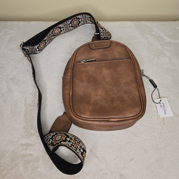 Bostanten Sling Bag Crossbody Brown Faux PU Leather - Picture 11 of 11